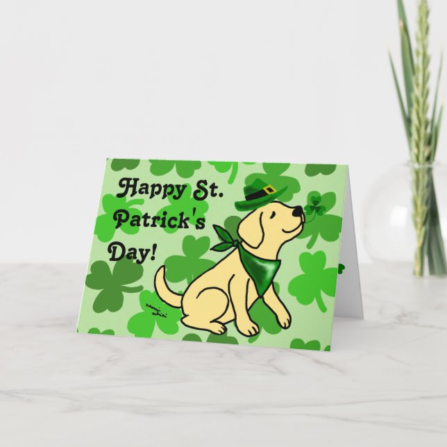 St. Patrick's Day Yellow Labrador Karte (Vorderseite)