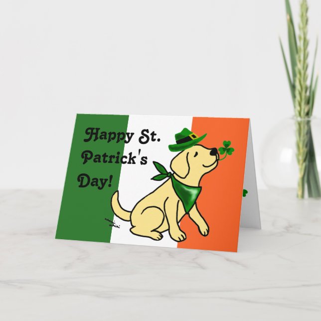 St. Patrick's Day Yellow Labrador Karte (Vorderseite)