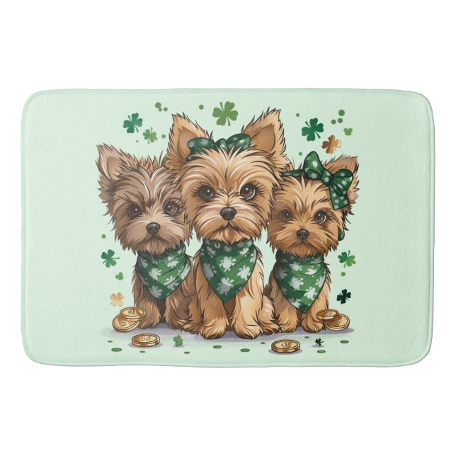 St. Patrick's Day Yorkshire Terrier Dogs Badematte (Vorderseite)