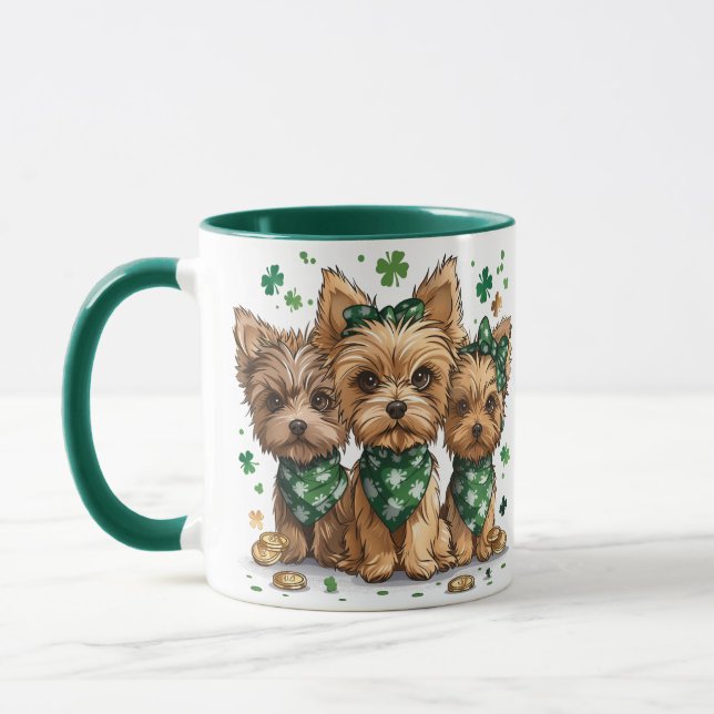 St. Patrick's Day Yorkshire Terrier Dogs Tasse (Links)