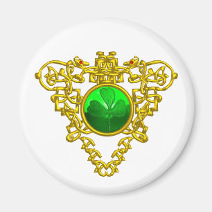 ST. PATRICK'S DAZELLTIC HERZ KLEEBLATT Weiß Magnet