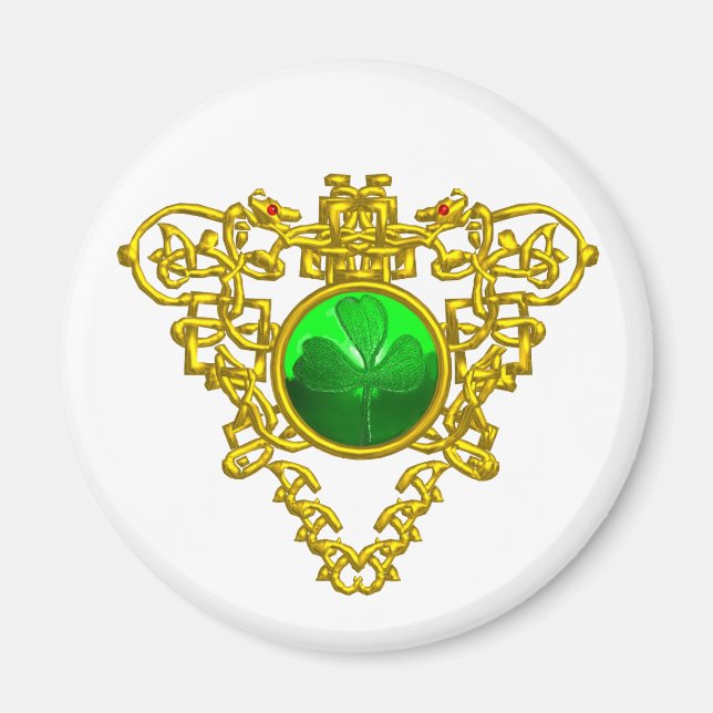 ST. PATRICK'S DAZELLTIC HERZ KLEEBLATT Weiß Magnet (Vorne)