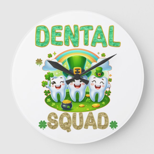 St Patricks Dental Squad Dentist Assistentin Tech Große Wanduhr (Vorderseite)