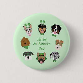 St Patricks Dog Face Pattern Button