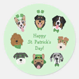 St Patricks Dog Face Pattern Runder Aufkleber