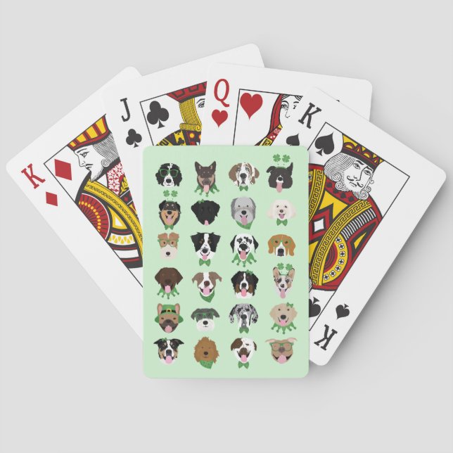 St Patricks Dog Face Pattern Spielkarten (Rückseite)