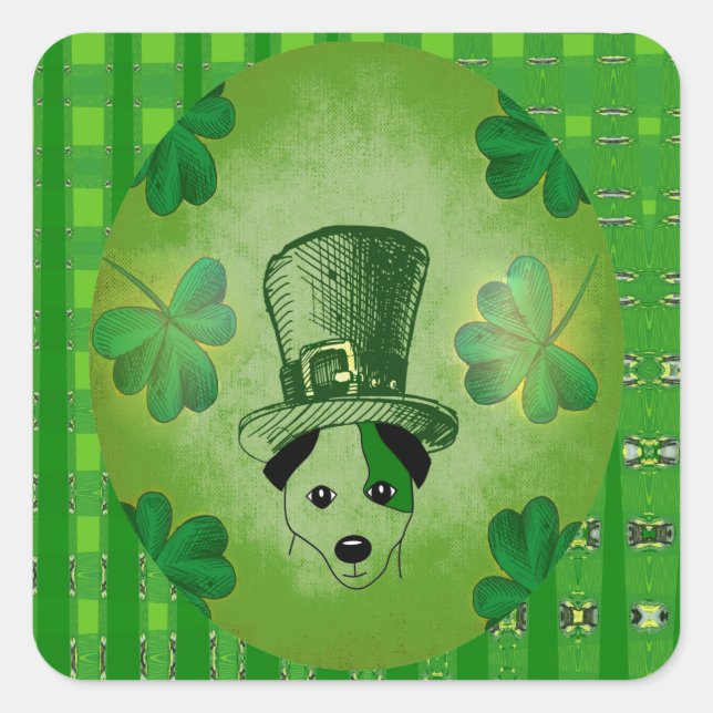 St. Patrick's Dog mit Kleeblättern, die Sticker Ze (Vorderseite)