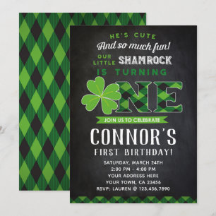 St Patrick's First Birthday Einladung Chalkboard