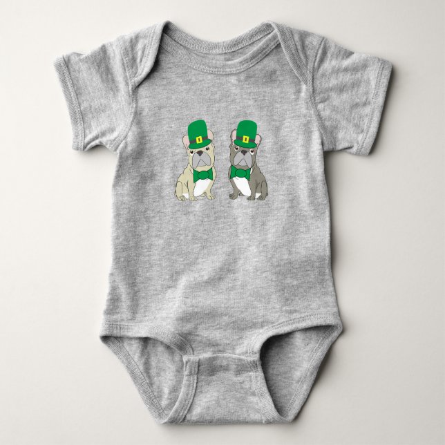 St. Patricks Französische Bulldoggen Baby Strampler (Vorderseite)