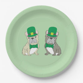 St. Patricks French Bulldogs Pappteller