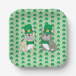 St. Patricks French Bulldogs Pappteller
