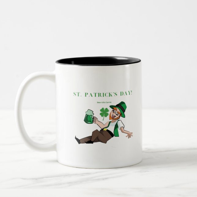 St. Patrick's Funny Betrunken Irish Zweifarbige Tasse (Links)