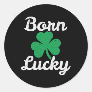 St Patricks Geboren Glücklicher Irischer Nachkomme Runder Aufkleber