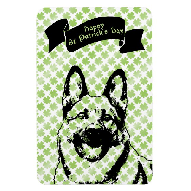 St Patricks German Shepherd Silhouette Magnet (Vertikal)