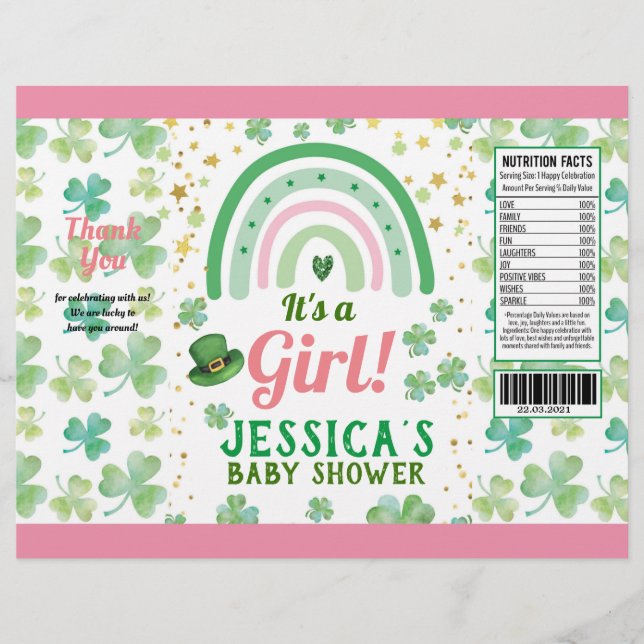 St Patrick's Girl Shower Chip Bag Wrapper Flyer (Vorne)