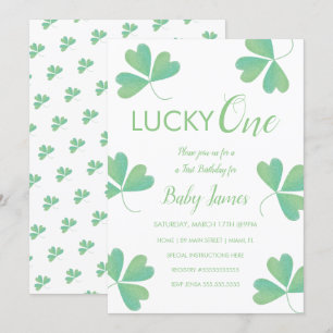 St. Patricks Glücklicher 1. Geburtstag Shamrock Einladung