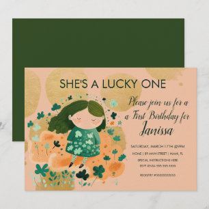 St. Patricks Glücks Geburtstagsmädchen Shamrocks P Einladung