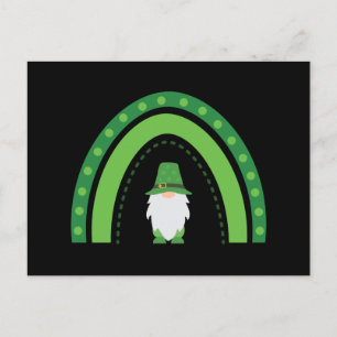 St Patricks Gnome und Rainbow Postkarte