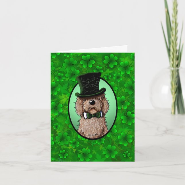St. Patrick's Goldendoodle Card Feiertagskarte (Vorderseite)