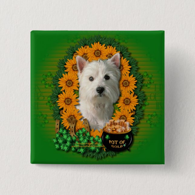 St. Patricks - Goldschatz - Westhochland Terrier Button (Vorderseite)