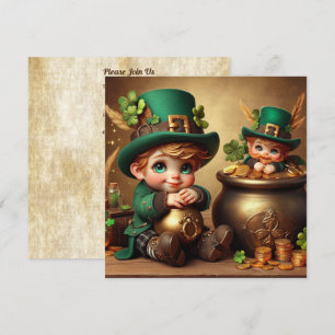 St. Patricks Goldtopf-Jungen-Kobold-Quadrat Einladung