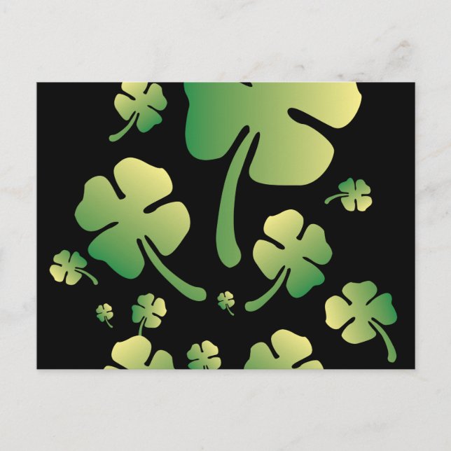 St. Patricks Gradient Clover Feiertagspostkarte (Vorderseite)