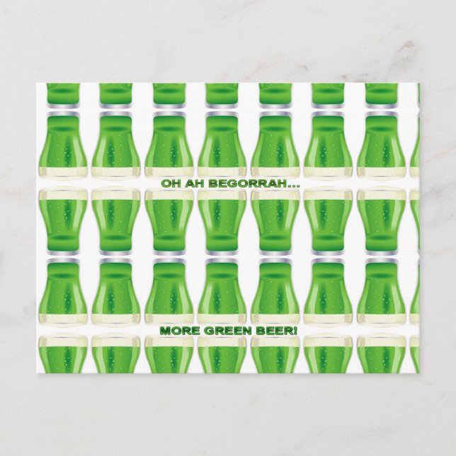 St. Patrick's Green Beer Pattern Postkarte (Vorderseite)