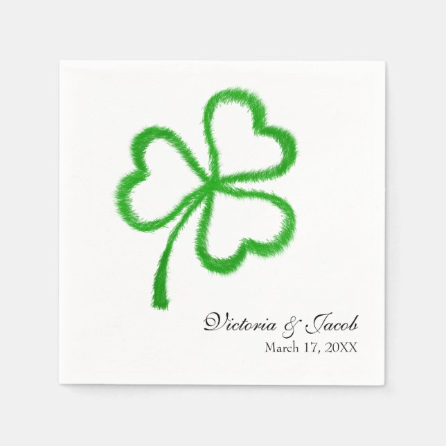 St. Patricks Green Heart Kleeblatt Wedding Serviette (Vorderseite)