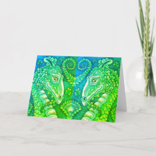 ST. PATRICK'S GREEN KLEEBLATT DRAGON, IRISH FANTAS FEIERTAGSKARTE