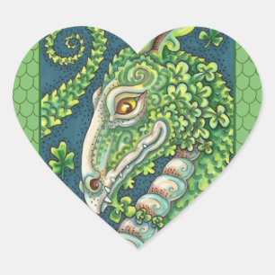 ST. PATRICK'S GREEN KLEEBLATT DRAGON, IRISH FANTAS Herz-Aufkleber