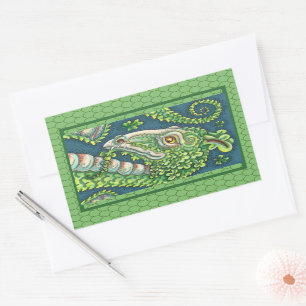 ST. PATRICK'S GREEN KLEEBLATT DRAGON, IRISH FANTAS RECHTECKIGER AUFKLEBER