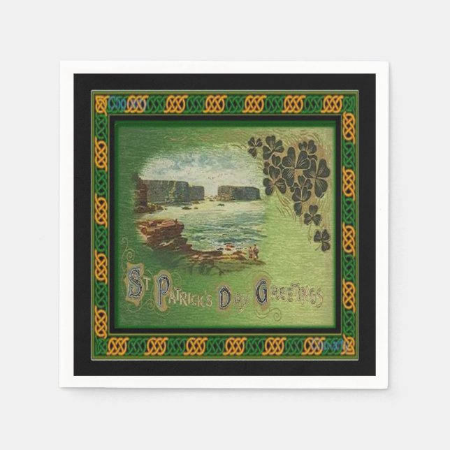 St. Patrick's Greetings Celtic Knot Border Napkins Serviette (Vorderseite)