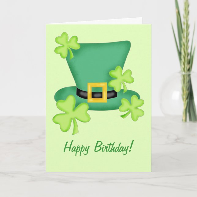 St. Patrick's Happy Birthday Kleeblatt Karte (Vorderseite)