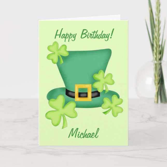 St. Patrick's Happy Birthday Name Personalisiert Karte (Vorderseite)