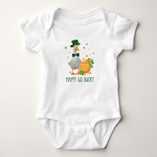 St. Patricks Happy Go Ducky Baby Strampler (Vorderseite)