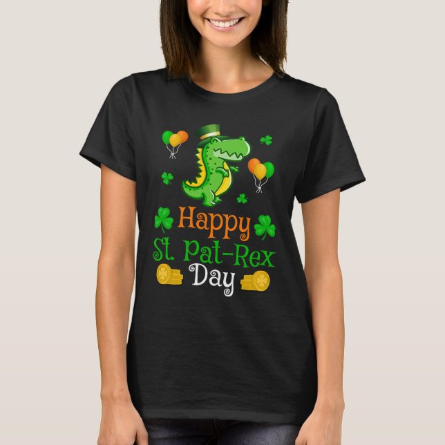 St Patrick's HAPPY ST PAT REX DAY Dinosaurier Boys T-Shirt (Vorderseite)