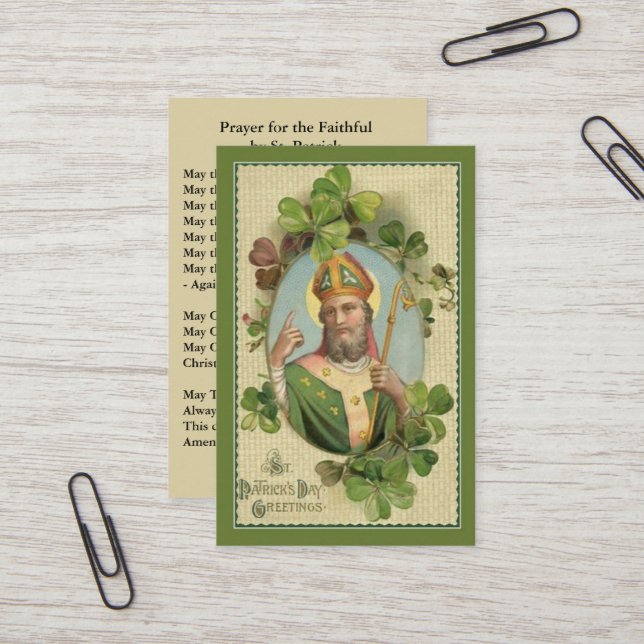 St. Patrick's Holy Card mit irischem Gebet Visitenkarte (Vorderseite/Rückseite Beispiel)