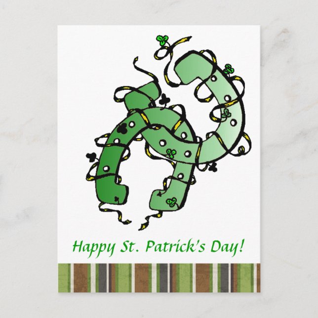 St. Patrick's Horseshoes Kleeblatts Postkarte (Vorderseite)