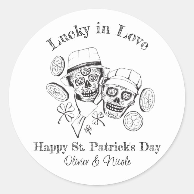 St Patricks Individuelle Name Zuckerhut Lucky in d Runder Aufkleber (Vorderseite)