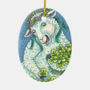 ST. PATRICK'S IRISH EWE, SCHAF-ORNAMENT Oval Keramik Ornament