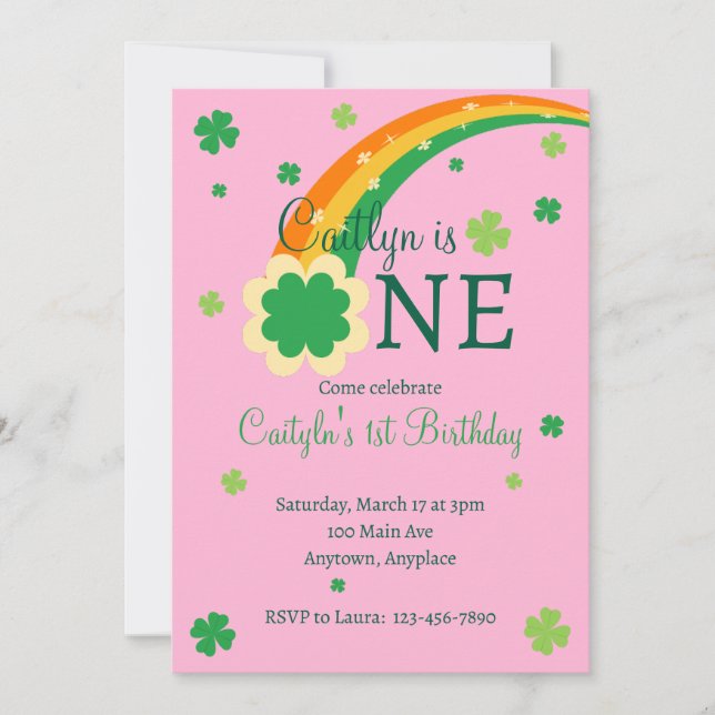 St. Patrick's Irish First 1st Birthday Einladung (Vorderseite)