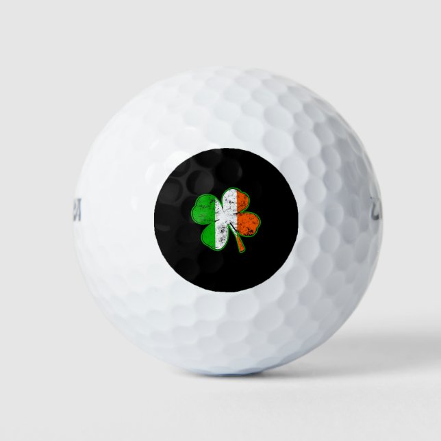 St Patricks Irish Flag Kleeblatt im Grunge-Stil Golfball (Vorderseite)