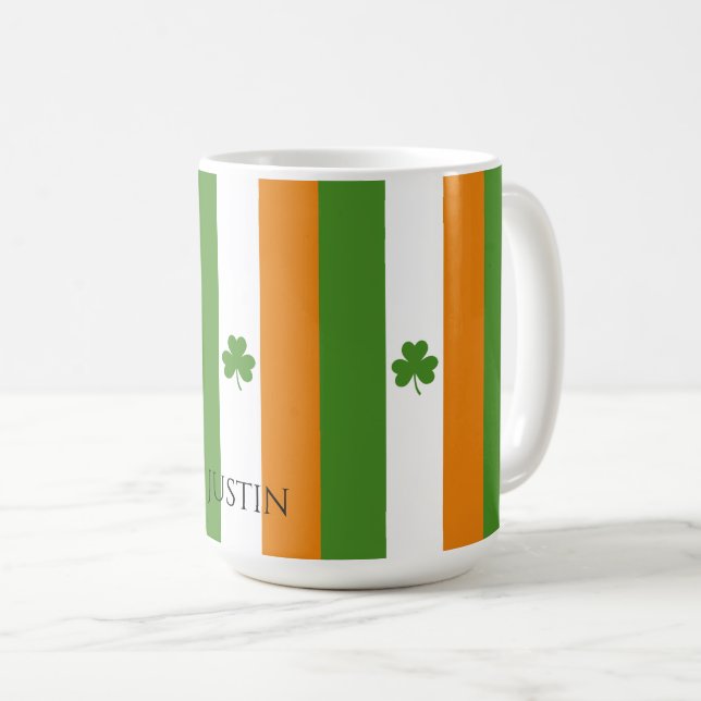 St Patrick's Irish Flag w Kleeblatt | Muster Kaffeetasse (VorderseiteRechts)
