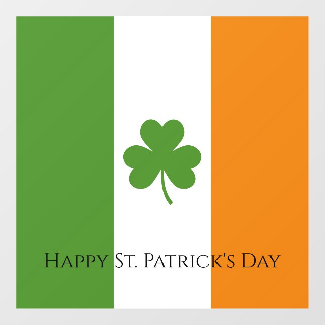St Patrick's Irish Flag w Kleeblatt | Personalisie Fensteraufkleber (Blatt)