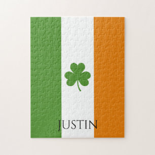 St Patrick's Irish Flag w Kleeblatt   Personalisie Puzzle