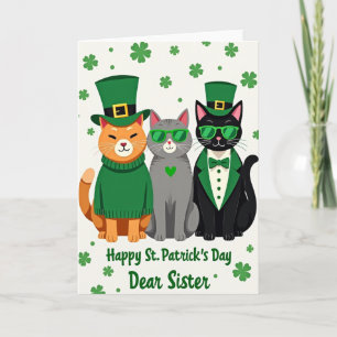 St Patricks Katze Schwester Karte