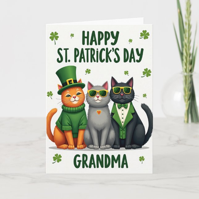St Patricks Katzen Oma Karte (Vorderseite)