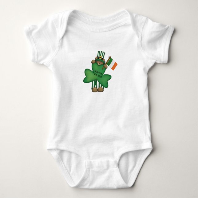 St Patrick's Kiss Me Irish Teddy Bear Baby Romper Strampler (Vorderseite)