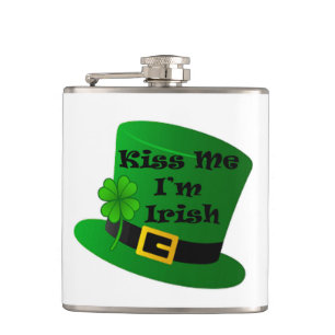 St. Patricks Kiss mir Ich bin Irish Vinyl Wrapped  Flachmann