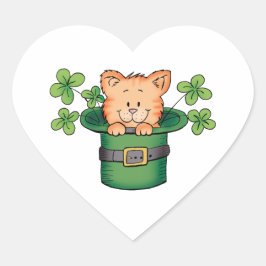 St. Patricks Kitty Herz-Aufkleber